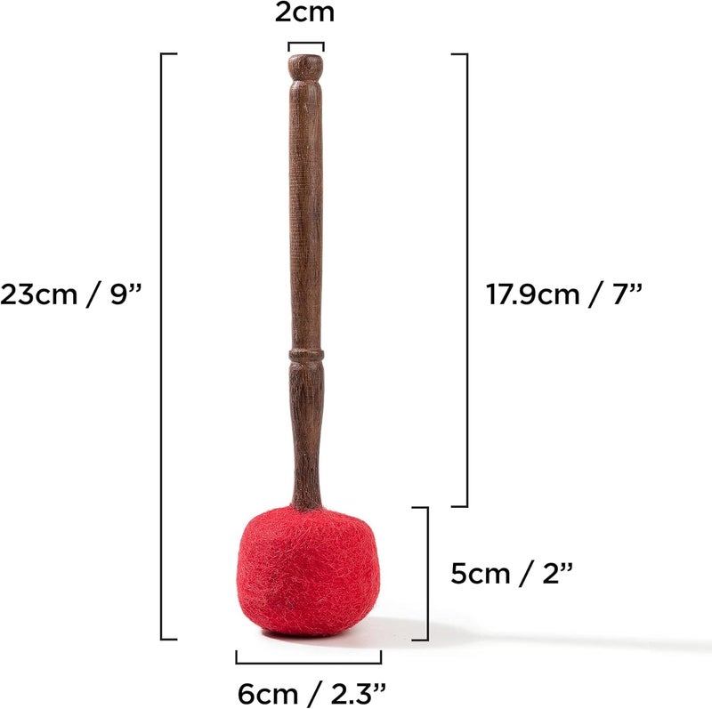 HIMALAYAN BAZAAR Drum Mallet Wool Felted Drum Stick - 9 Inches Wool Mallet for Gongs & Large Singing Bowls by - Image 2